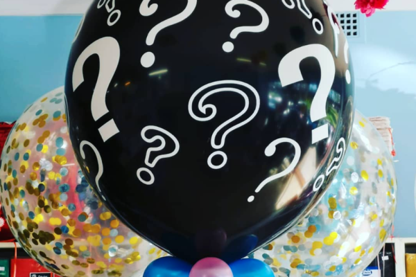 90cm black gender reveal balloon filled with confetti.